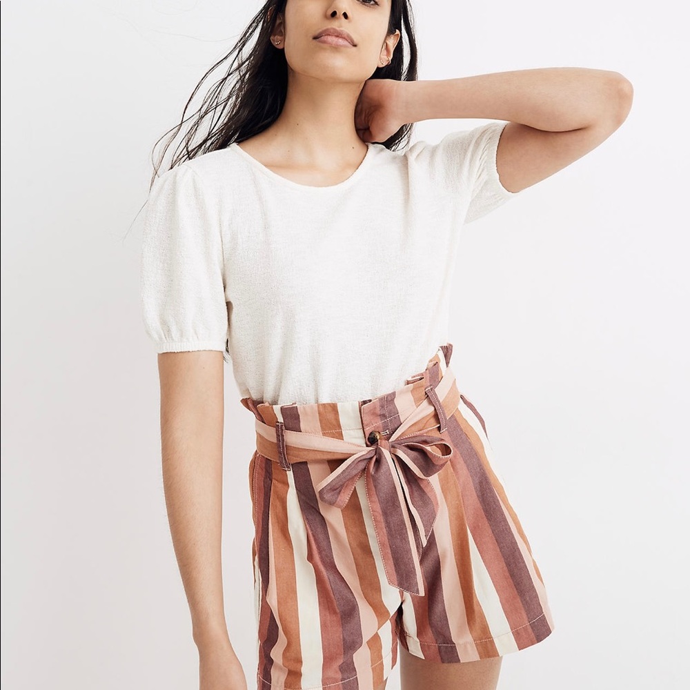 3/$30 Madewell Paperbag Shorts in Rainbow Stripe